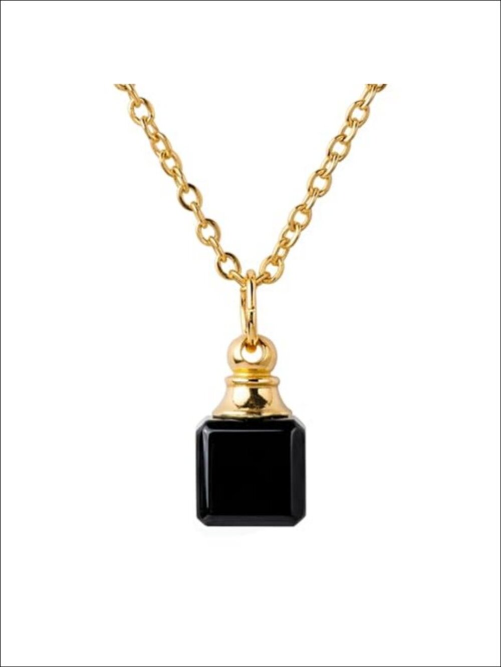 Runyangshi Obsidian Perfume Bottle Necklace Gold Plated Chain